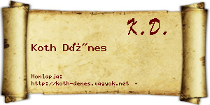 Koth Dénes névjegykártya